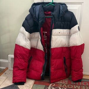 Tommy Hilfiger Red, White, and Black Colorblock Jacket